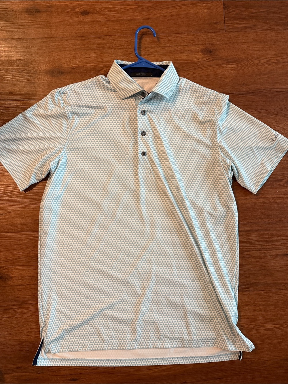 Greyson Men’s Pale Blue Micro-Pattern Polo